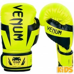 VENUM ELITE BOXING GLOVES KIDS - EXCLUSIVE - FLUO YELLOW