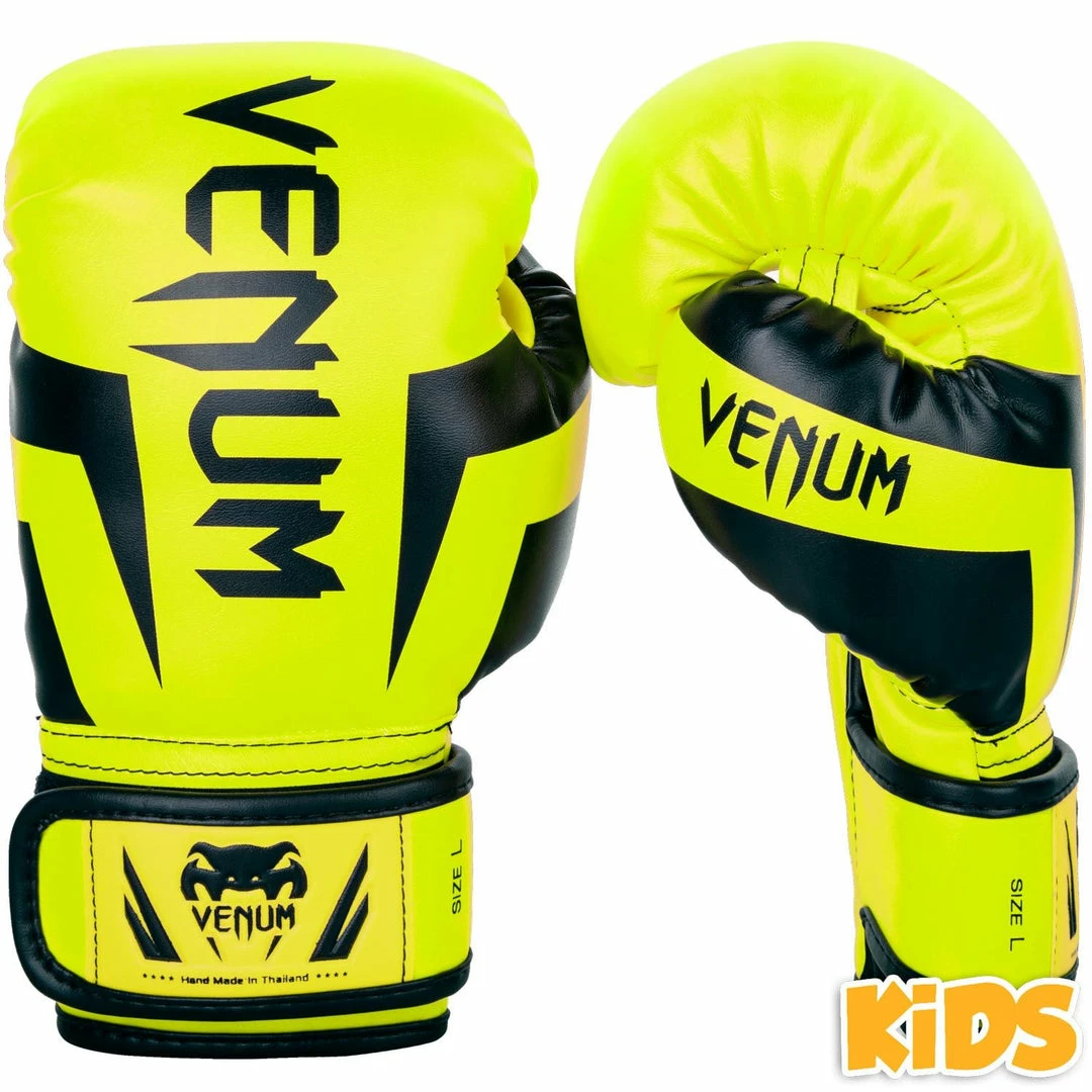 VENUM ELITE BOXING GLOVES KIDS - EXCLUSIVE - FLUO YELLOW 2 VENUM ELITE BOXING GLOVES KIDS - EXCLUSIVE - FLUO YELLOW