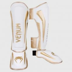 MUAY THAI VENUM ELITE STANDUP SHIN GUARDS - WHITE/GOLD