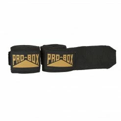 PROBOX-BLACK/GOLD AIBA SPEC STRETCH HAND WRAPS WRAPS & GEL PADS