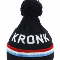 KRONK Detroit 3 Stripe Bobble Hat Navy