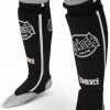 MUAY THAI SANDEE-Black & White Cotton Slip-on Competition Shinguard