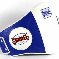 Champs Bxing Ltd COACHES BODY STRIKE SHIELDS SANDEE-Velcro Blue & White Leather Belly Pad