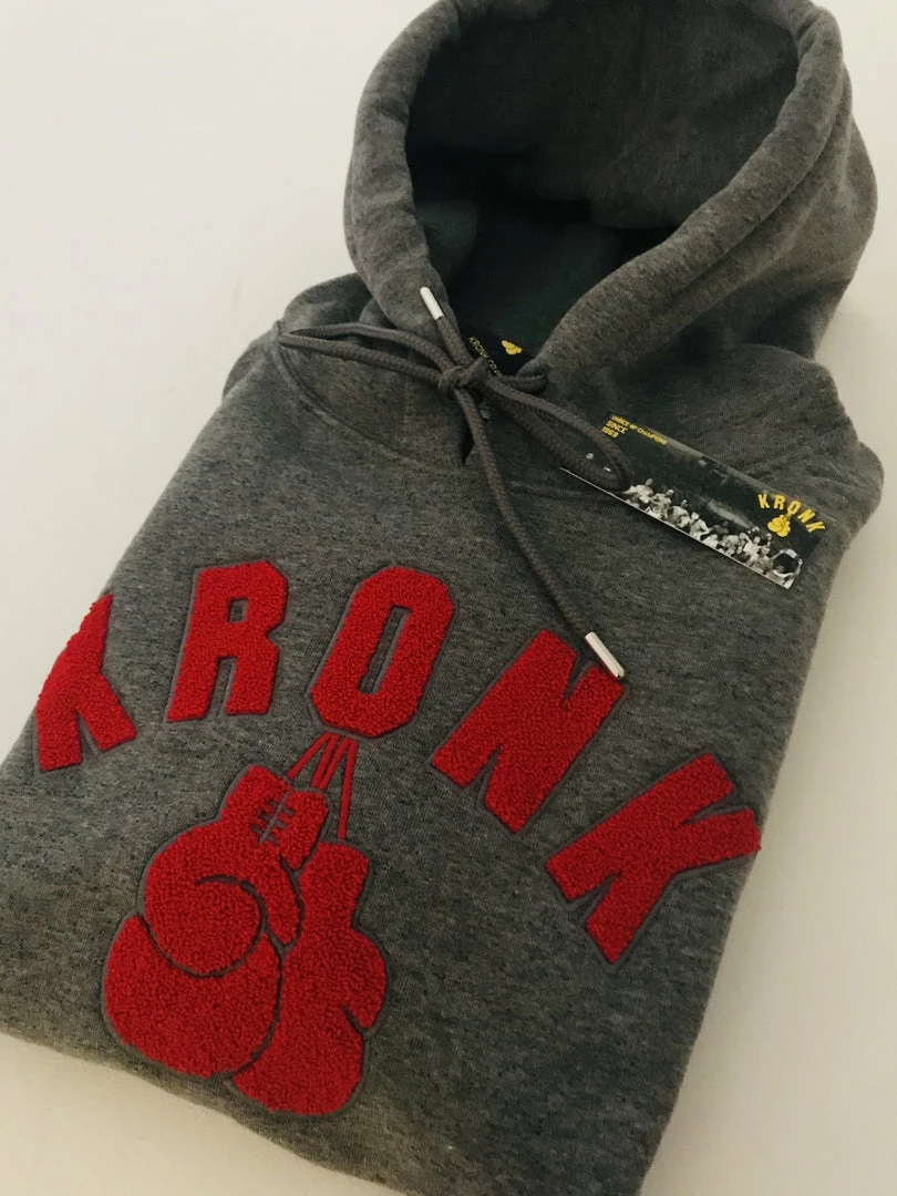 KRONK One Colour Gloves Towelling Applique Hoodie Regular Fit Charcoal CLOTHING 2 KRONK One Colour Gloves Towelling Applique Hoodie Regular Fit Charcoal CLOTHING