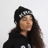 KRONK Detroit Bobble Hat Black With White Knitted Logo