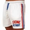 KRONK Iconic Detroit Applique Lined Shorts White & Red/Blue