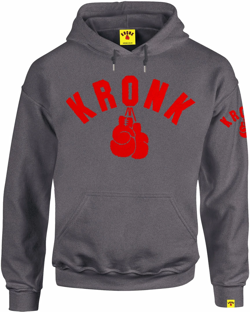 KRONK One Colour Gloves Towelling Applique Hoodie Regular Fit Charcoal CLOTHING 1 KRONK One Colour Gloves Towelling Applique Hoodie Regular Fit Charcoal CLOTHING