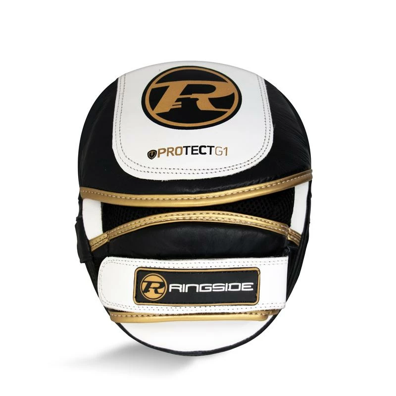 RINGSIDE PADS & PADDLES PROTECT G1 FOCUS PADS WHITE / BLACK / GOLD 1 RINGSIDE PADS & PADDLES PROTECT G1 FOCUS PADS WHITE / BLACK / GOLD