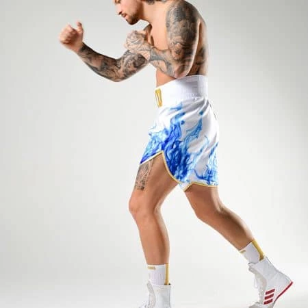 SUZI WONG-WHITE AND BLUE SMOKE BOXING SHORTS 4 SUZI WONG-WHITE AND BLUE SMOKE BOXING SHORTS