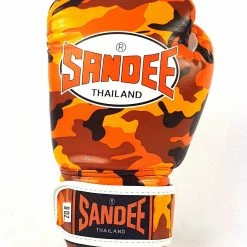 Champs Bxing Ltd Sandee Authentic Velcro Camo Orange & White Synthetic Leather Boxing Glove JUNIOR GLOVES 4oz-8oz