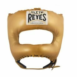 Champs Bxing CLETO REYES-GOLD Traditional Headgear With Nylon Face Bar HEAD & GROIN GUARDS