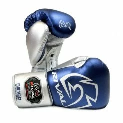 SENIOR GLOVES RIVAL-RS100-PROFESSIONAL BLUE/SILVER SPARRING GLOVES
