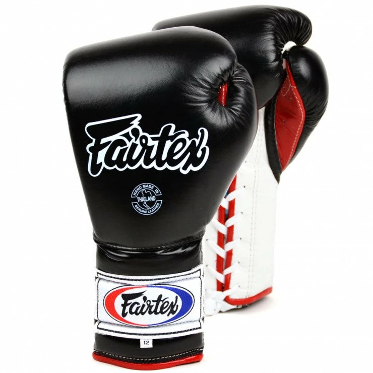 SENIOR GLOVES Fairtex 12oz Black Mexican Lace-up Gloves 1 SENIOR GLOVES Fairtex 12oz Black Mexican Lace-up Gloves