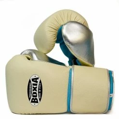 Boxia- GBS IV – Boxing Gloves – Cream, Turquoise And Silver SENIOR GLOVES