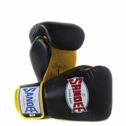 Champs Bxing Ltd Sandee Authentic Velcro Black & Yellow Leather Boxing Glove