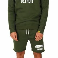 KRONK DETROIT APPLIQUE SHORTS MILITARY GREEN