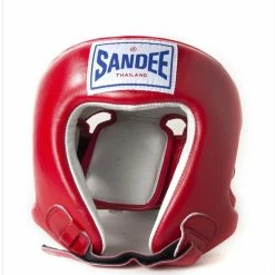 Champs Bxing Ltd Sandee Open Face Red & White Synthetic Leather Head Guard
