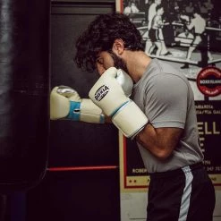 Boxia- GBS IV – Boxing Gloves – Cream, Turquoise And Silver SENIOR GLOVES