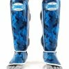 MUAY THAI Sandee Authentic Camo Blue & White Synthetic Leather Boot Shinguard