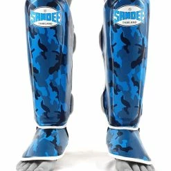 MUAY THAI Sandee Authentic Camo Blue & White Synthetic Leather Boot Shinguard