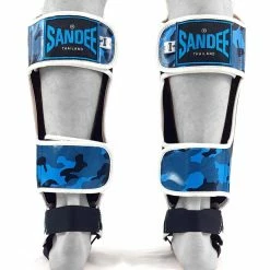 MUAY THAI Sandee Authentic Camo Blue & White Synthetic Leather Boot Shinguard