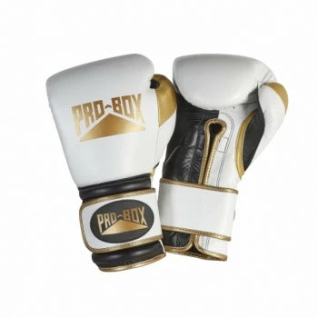 Champs Bxing PROBOX-PRO-SPAR' WHITE/GOLD LEATHER GLOVES 1 Champs Bxing PROBOX-PRO-SPAR' WHITE/GOLD LEATHER GLOVES