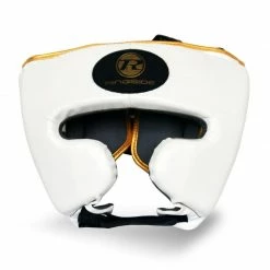 Champs Bxing HEAD & GROIN GUARDS PRO FITNESS HEAD GUARD SYNTHETIC LEATHER METALLIC WHITE / BLACK / GOLD
