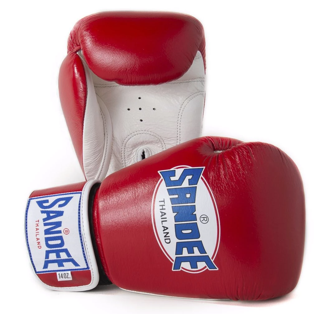 Champs Bxing Ltd SENIOR GLOVES SANDEE-Authentic Velcro Red & White Leather Boxing Glove 1 Champs Bxing Ltd SENIOR GLOVES SANDEE-Authentic Velcro Red & White Leather Boxing Glove