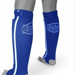 Sandee Blue & White Cotton Slip-on Competition Shinguard