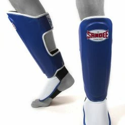 MUAY THAI Sandee KIDS Authentic Blue & White Synthetic Leather Boot Shinguard