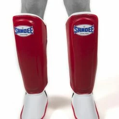 Sandee KIDS Authentic Red & White Synthetic Leather Boot Shinguard MUAY THAI