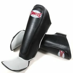 Sandee KIDS Authentic Black & White Synthetic Leather Boot Shinguard MUAY THAI