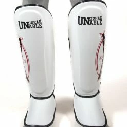 Champs Bxing Ltd MUAY THAI Sandee Cool-Tec White, Black & Red Leather Boot Shinguard