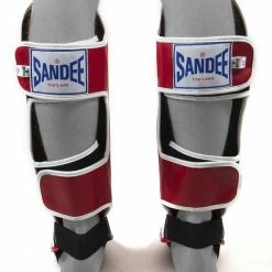 Sandee KIDS Authentic Red & White Synthetic Leather Boot Shinguard MUAY THAI