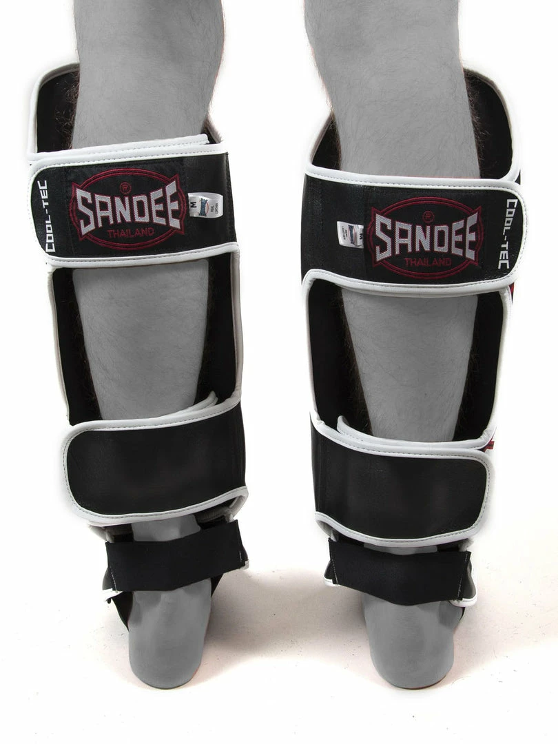 MUAY THAI Sandee KIDS Cool-Tec Black, White & Red Synthetic Leather Boot Shinguard 4 MUAY THAI Sandee KIDS Cool-Tec Black, White & Red Synthetic Leather Boot Shinguard