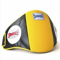 Champs Bxing Ltd Sandee Velcro Black & Yellow Leather Belly Pad COACHES BODY STRIKE SHIELDS