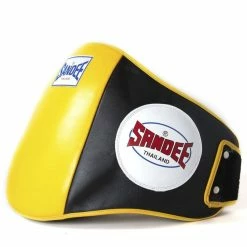 Champs Bxing Ltd Sandee Velcro Black & Yellow Leather Belly Pad COACHES BODY STRIKE SHIELDS